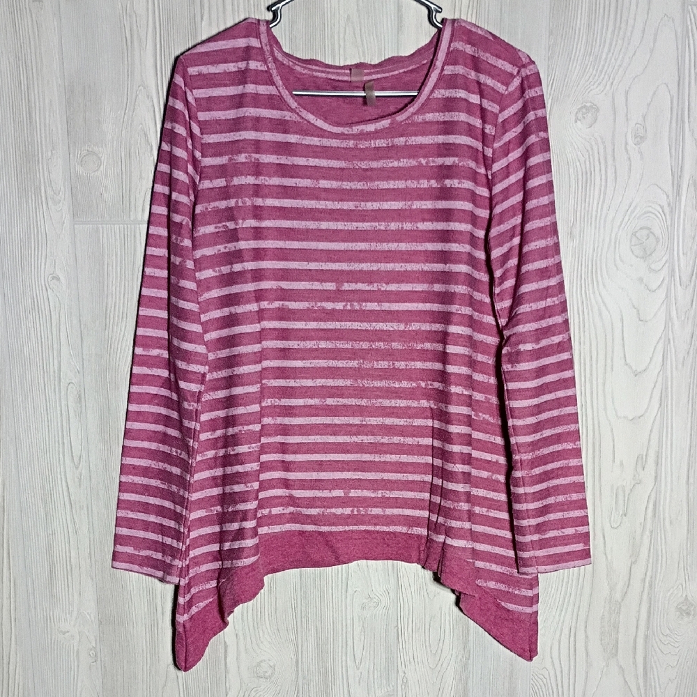 Chic Mauve Striped Long Sleeve Top